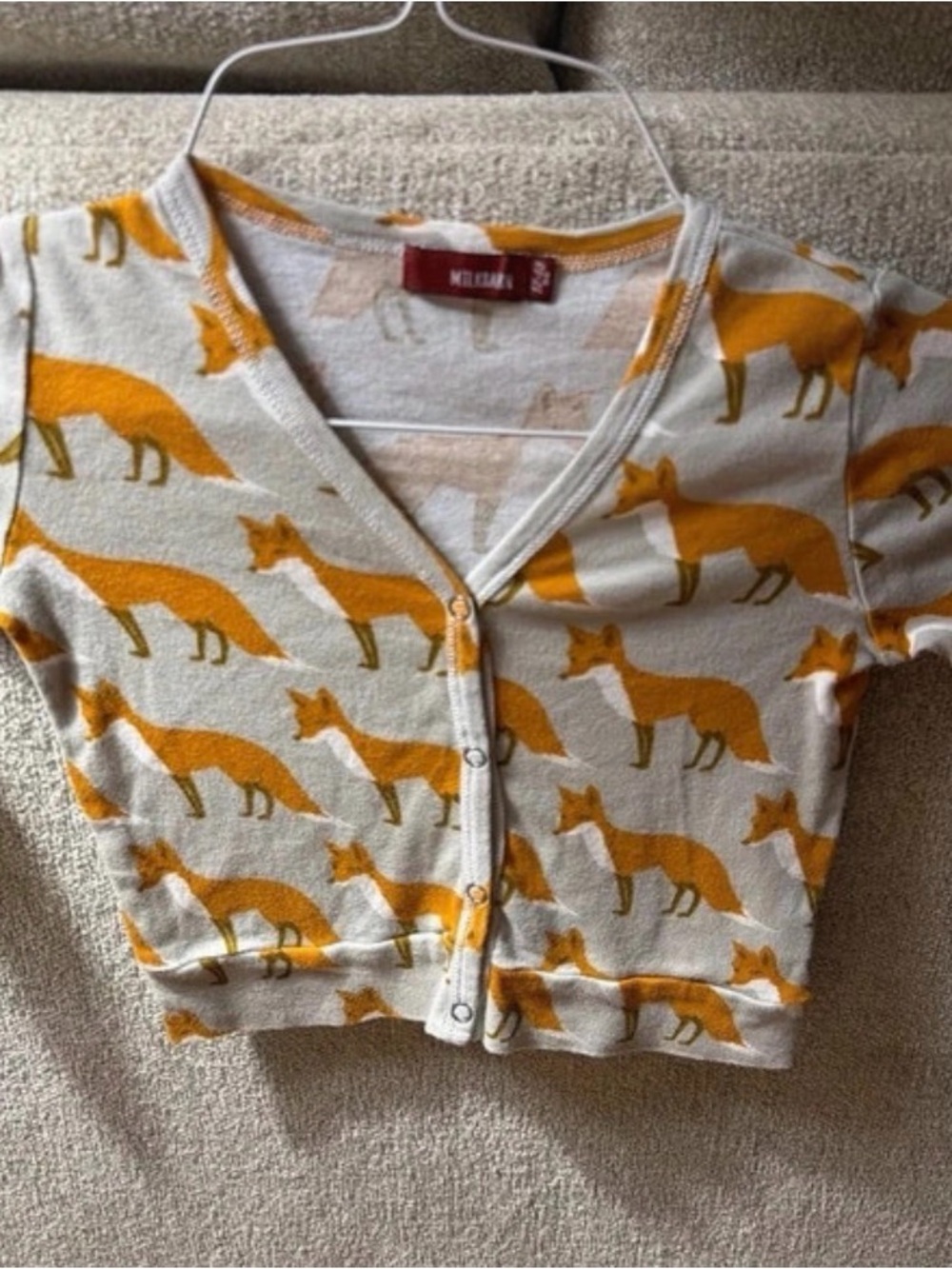 Milkbarn Cream Cardigan with Orange Fox Print